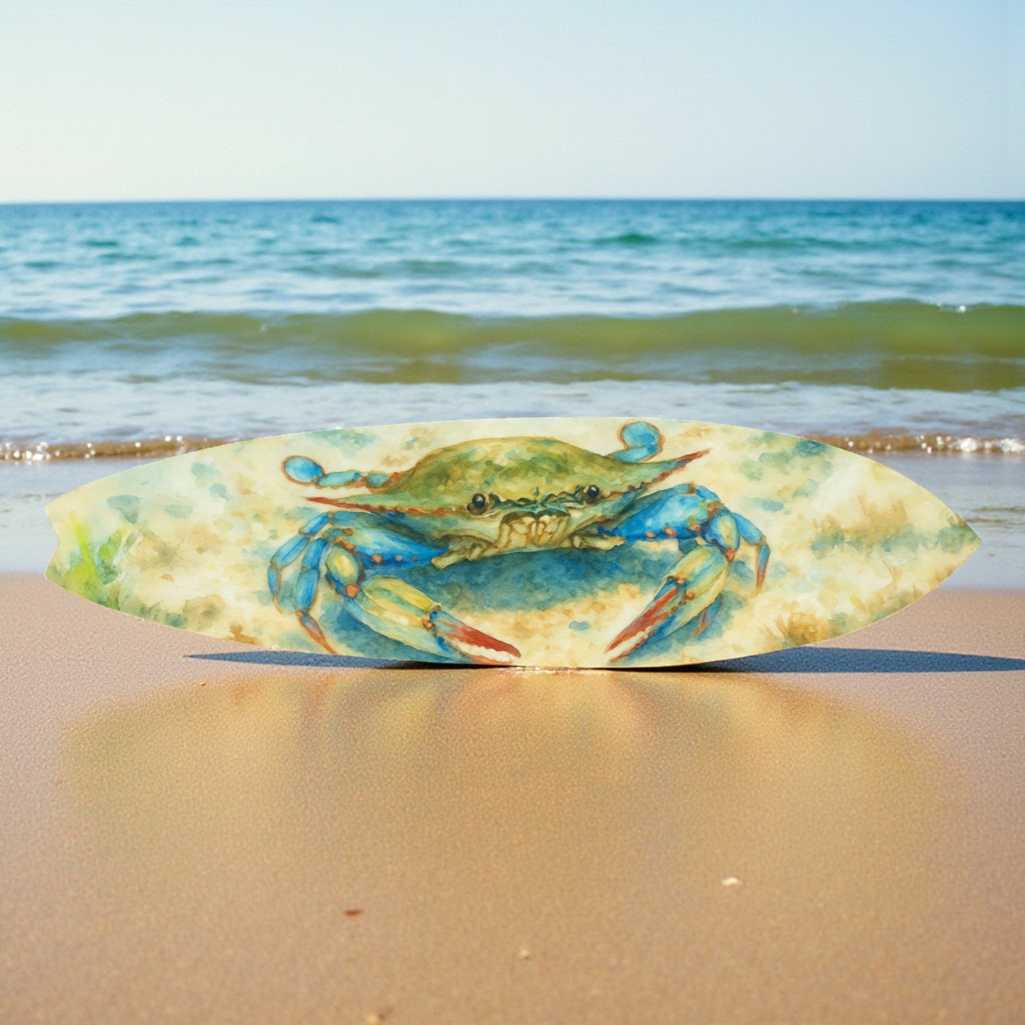 Crab Surfboard Watercolor