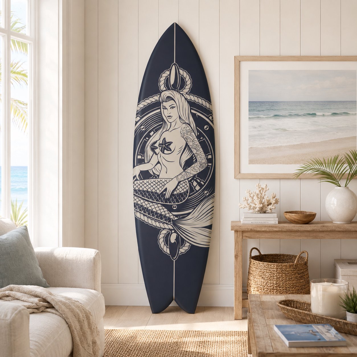 Outdoor Mermaid PVC Surfboard Wall Decor