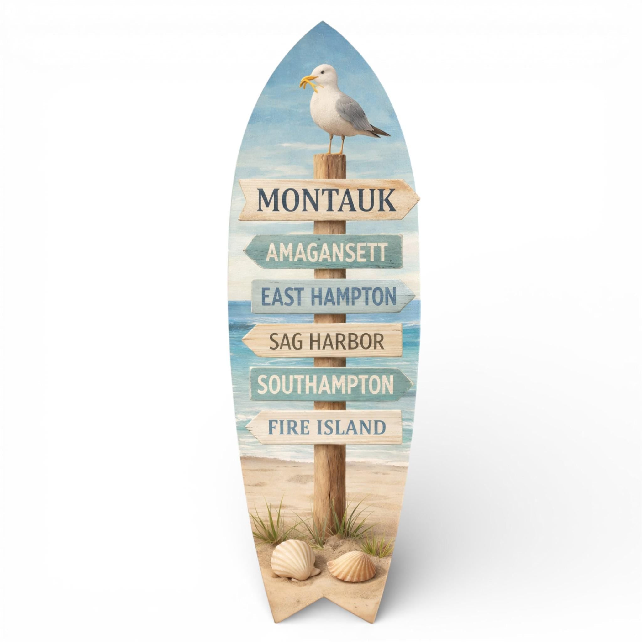 Montauk Surfboard Wall Sign Coastal Decor for Beach Houses