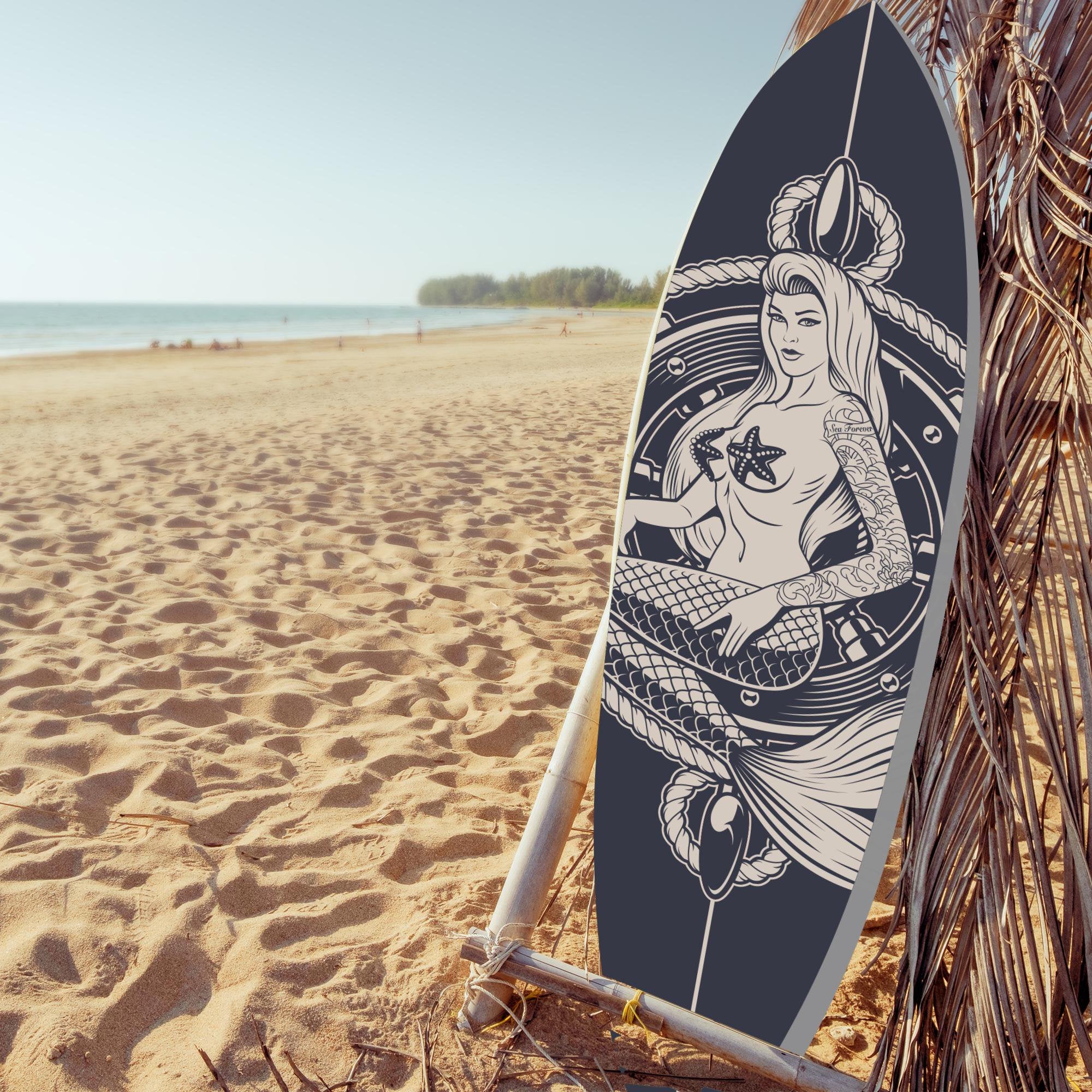 Outdoor Mermaid PVC Surfboard Wall Decor
