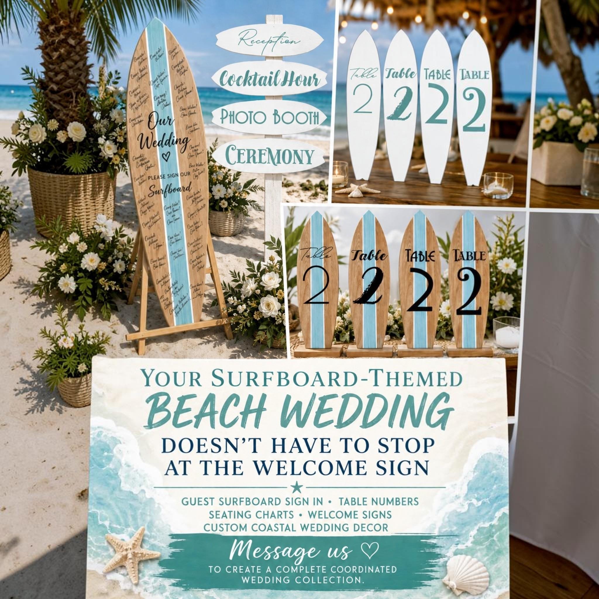 Personalized Surfboard Wedding Guest Book: Coastal Wedding Decor, Custom Surfboard