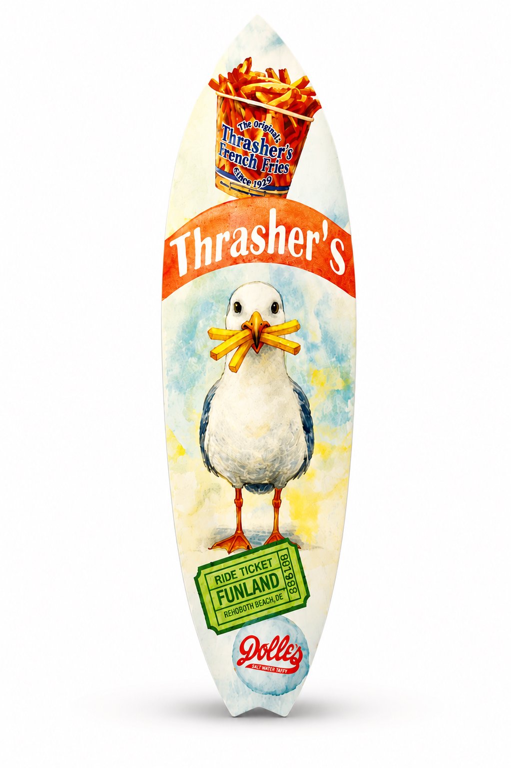 Rehoboth Beach Theme Surfboard Sign, Thrashers