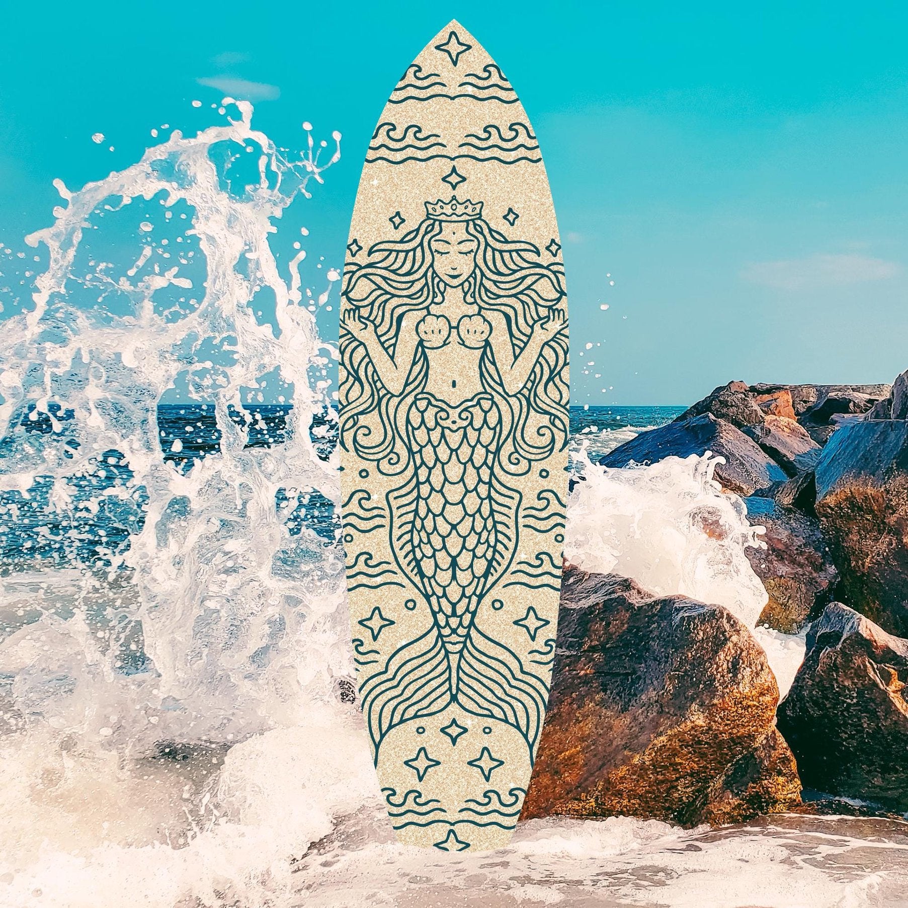Outdoor Mermaid PVC Surfboard Wall Decor