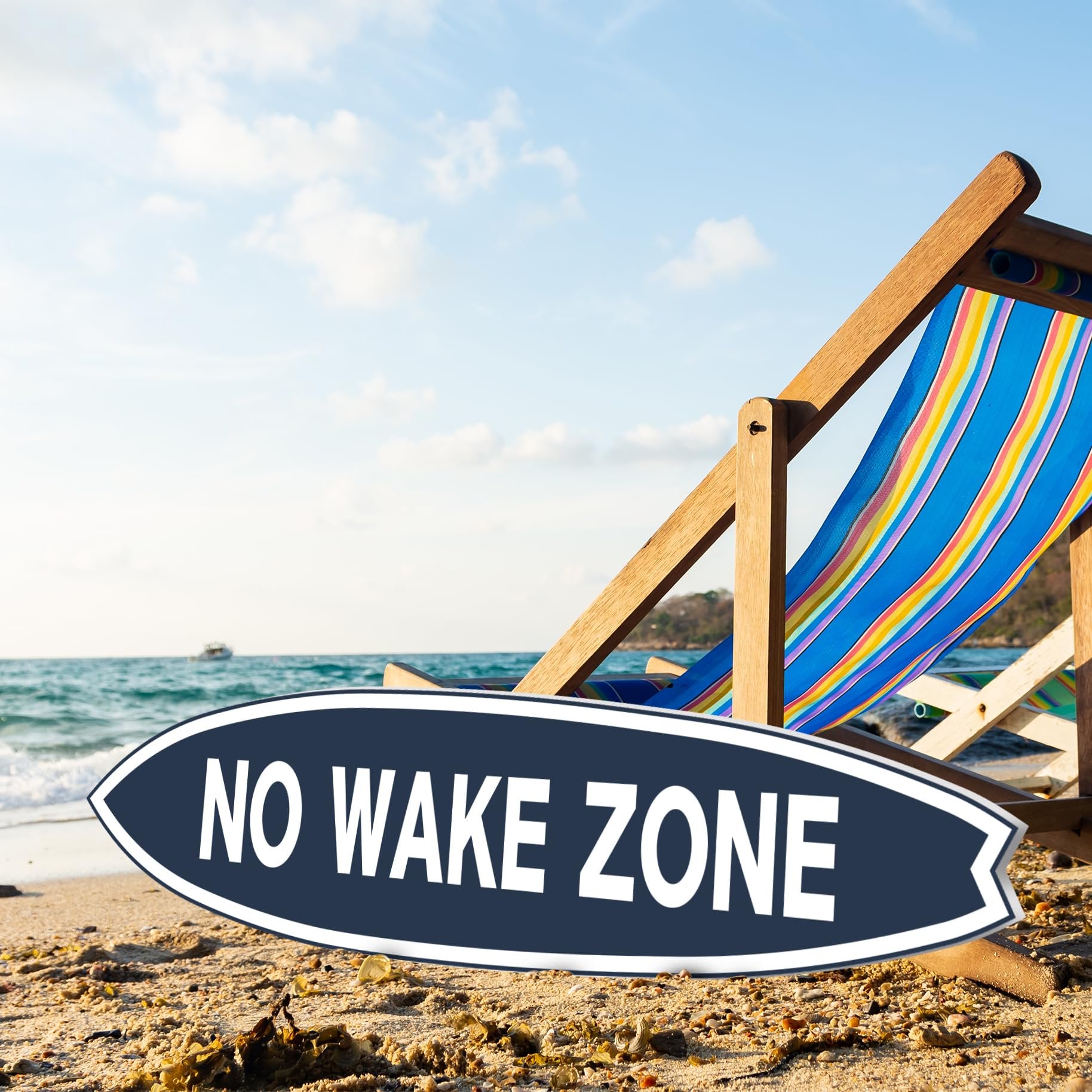 No Wake Zone Surfboard Wall Art | Nautical Lake House Decor | PVC Sign