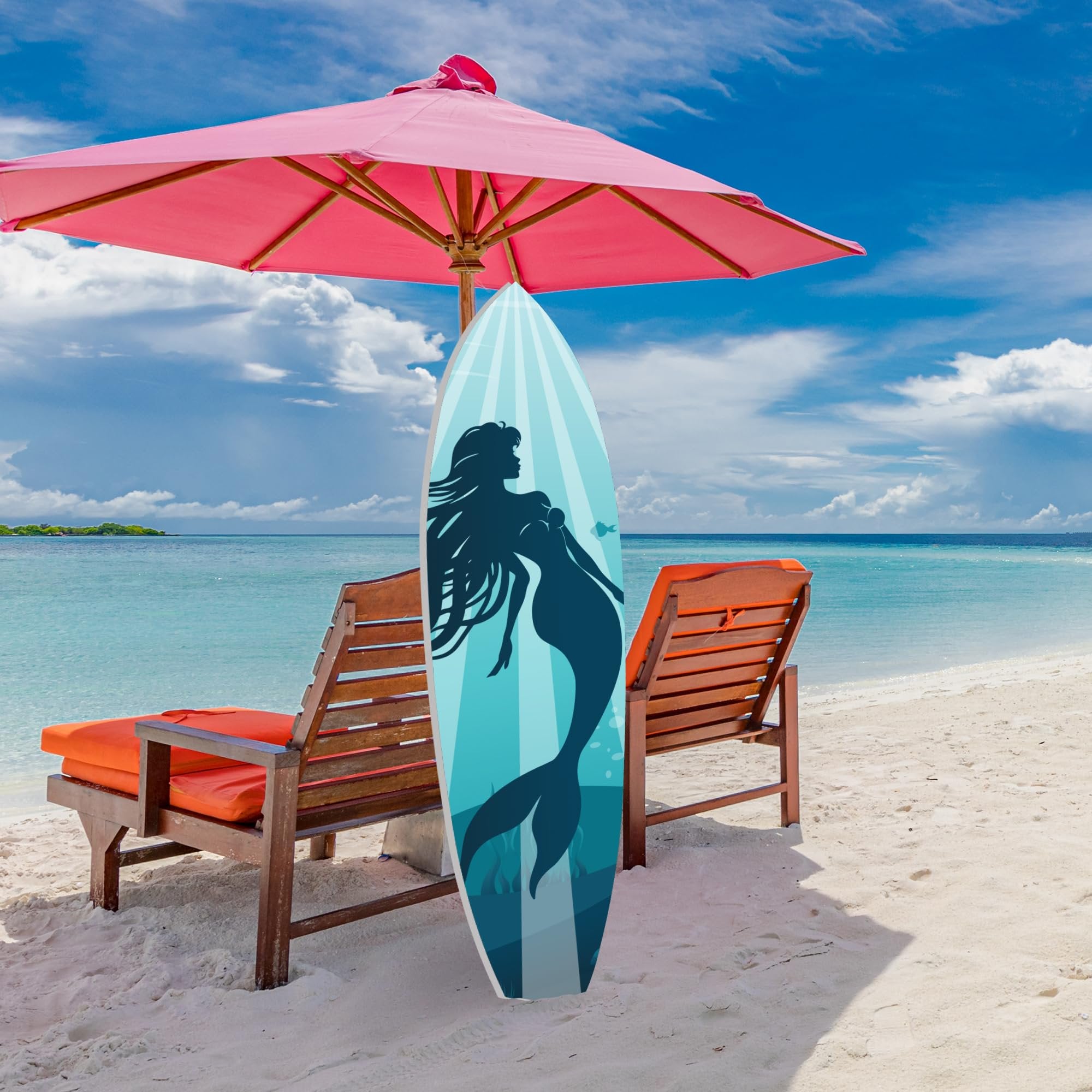 Outdoor Mermaid PVC Surfboard Wall Decor