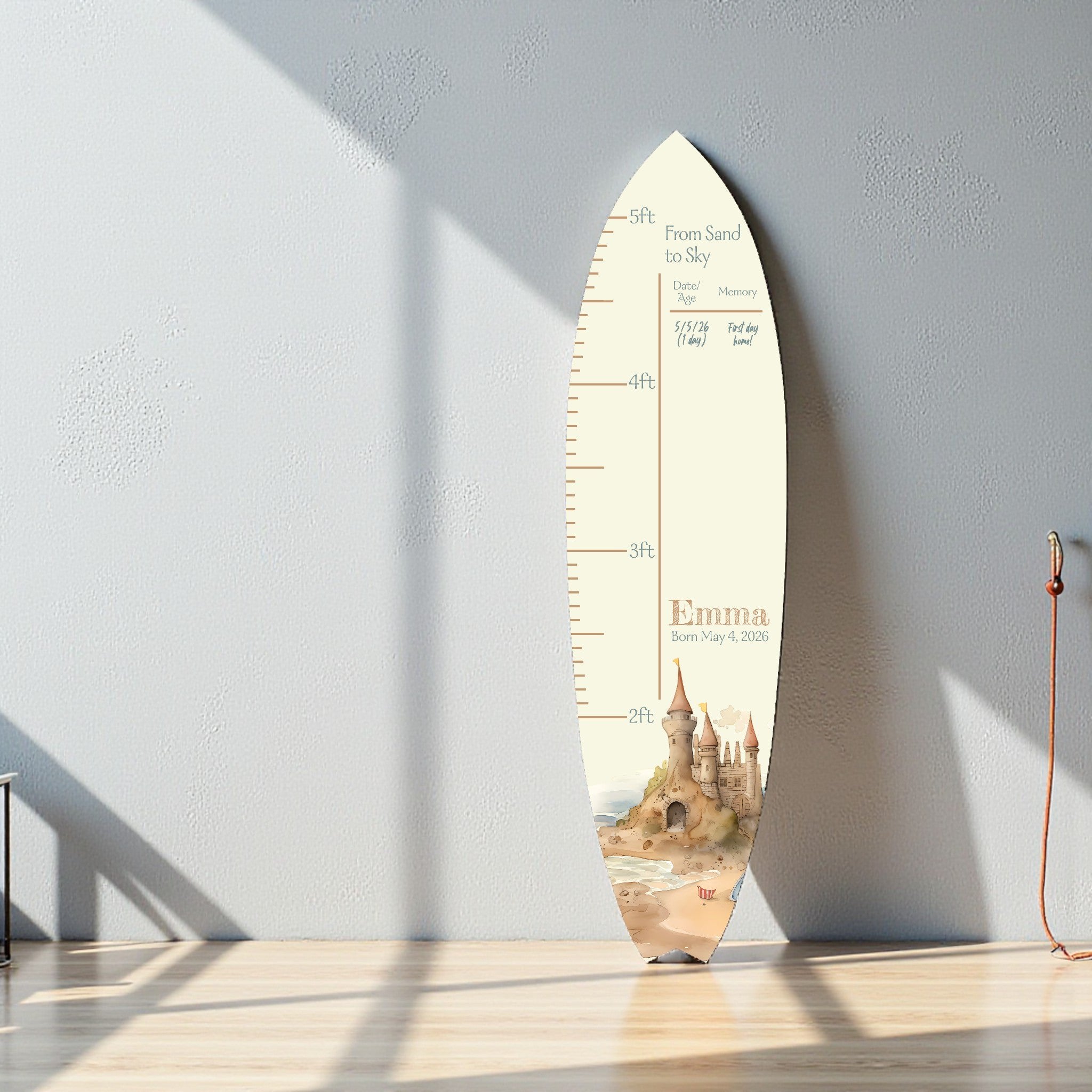 Surfboard Growth Chart, Sandcastle Theme