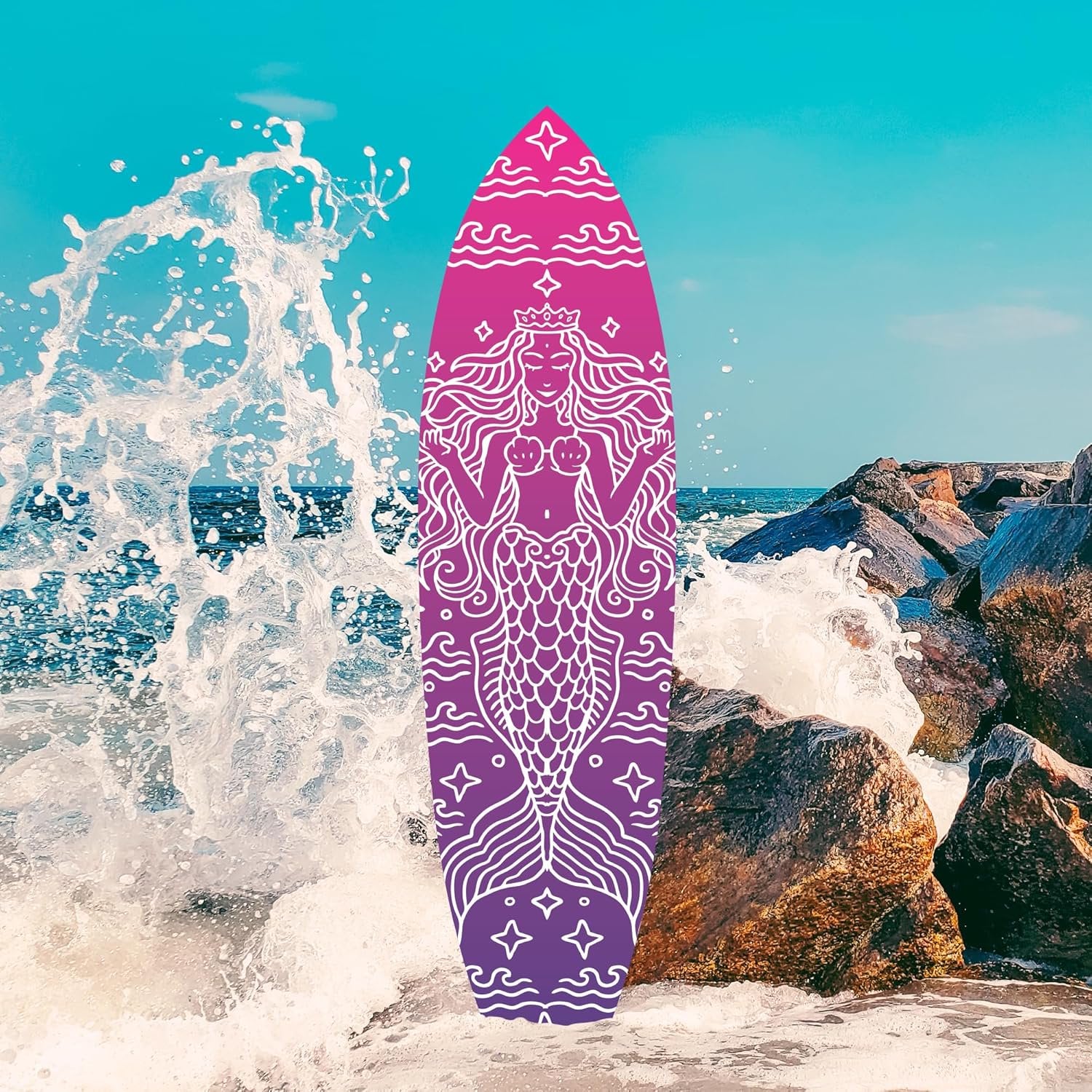 Outdoor Mermaid PVC Surfboard Wall Decor