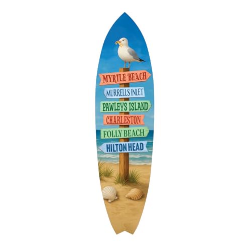 South Carolina Surfboard Wall Art - Coastal Beach House Decor PVC Indoor Outdoor