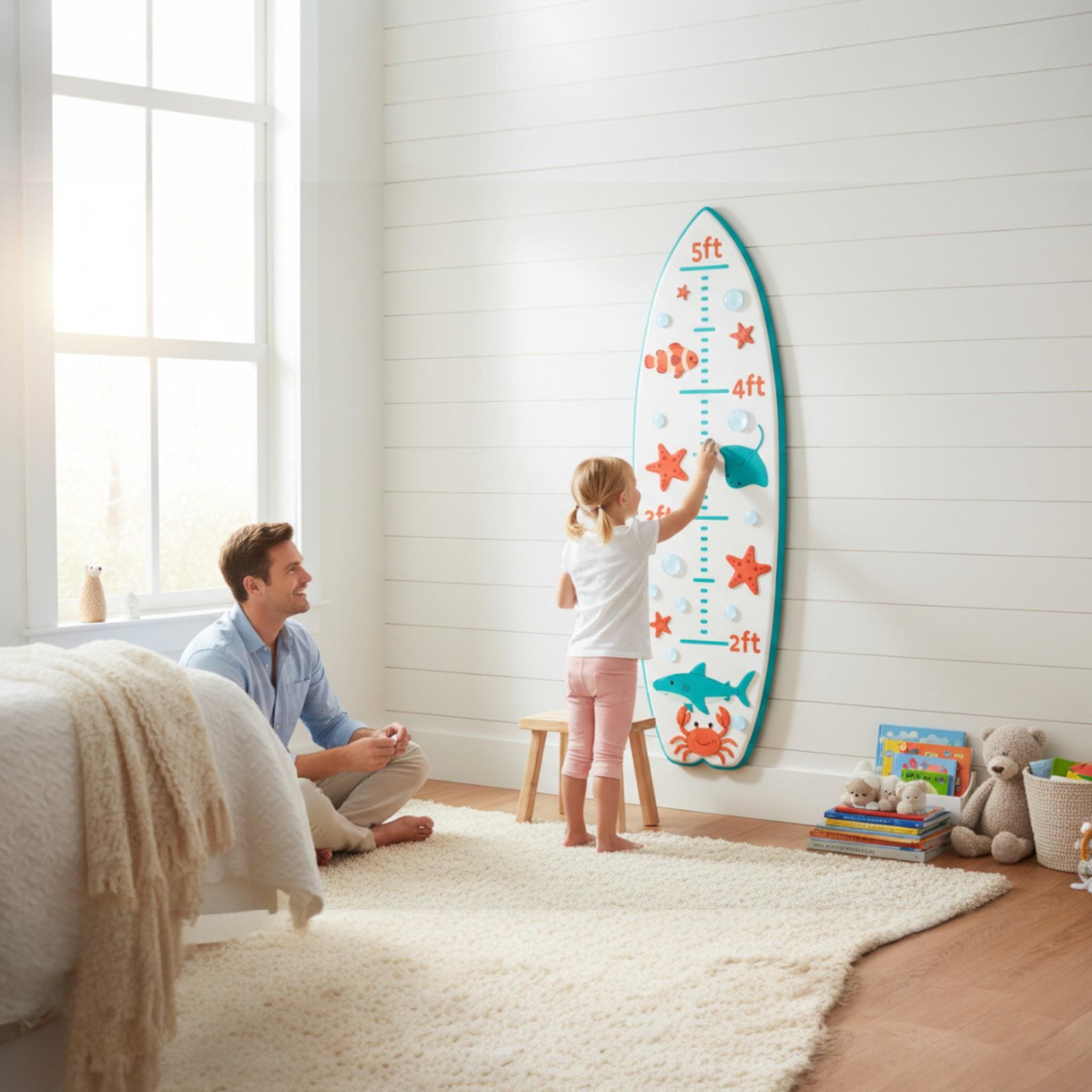 Surfboard Growth Chart for Kids, Ocean Height Chart, Personalized Beach Growth Chart