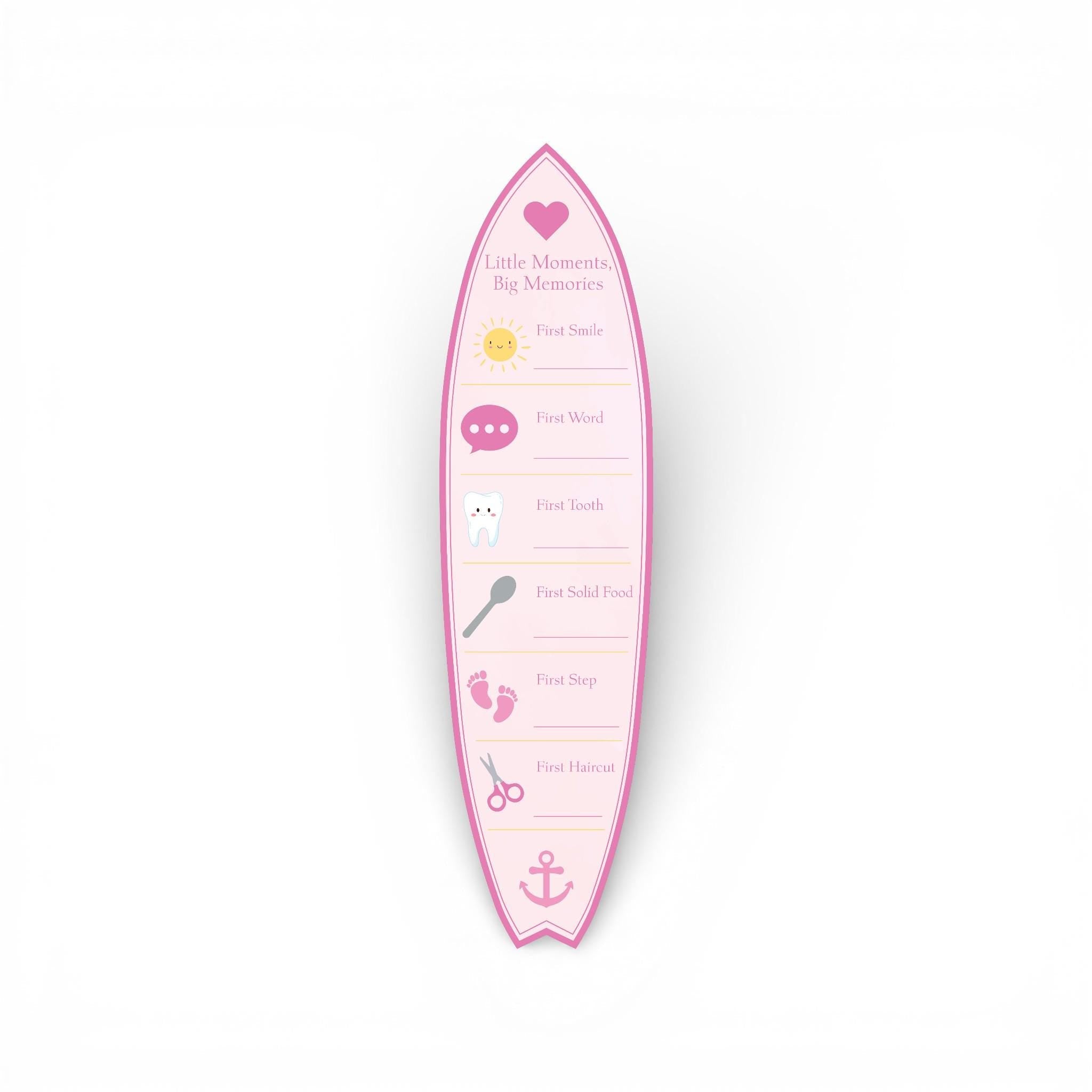 Baby Milestone Surfboard, Baby Firsts Keepsake Board, Nursery Wall Decor, Personalized Baby Milestones Sign, Baby Shower Gift
