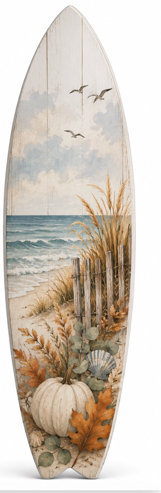 Fall Coastal Surfboard Wall Art – Autumn Beach Décor Sign