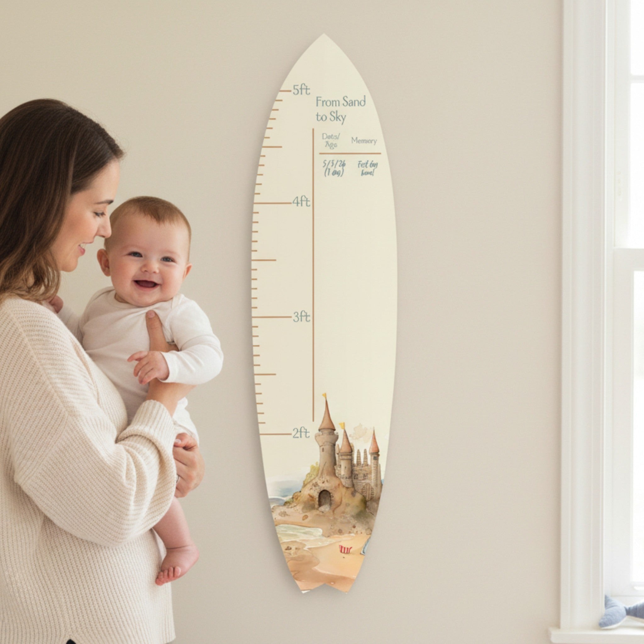 Surfboard Growth Chart, Sandcastle Theme