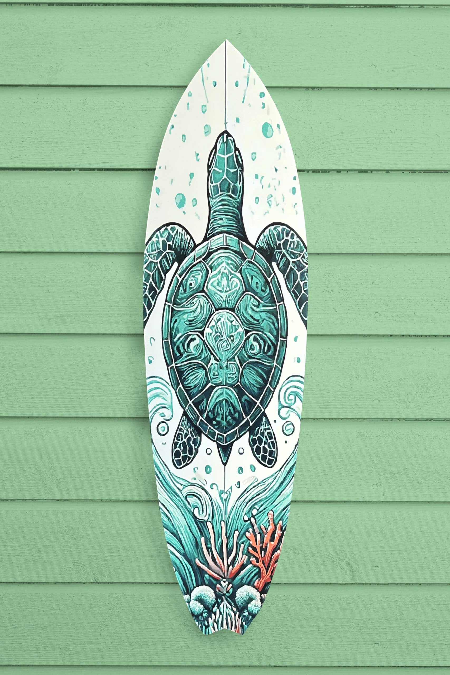 Decorative Turtle Surfboard Wall Art PVC, Weather Resistant