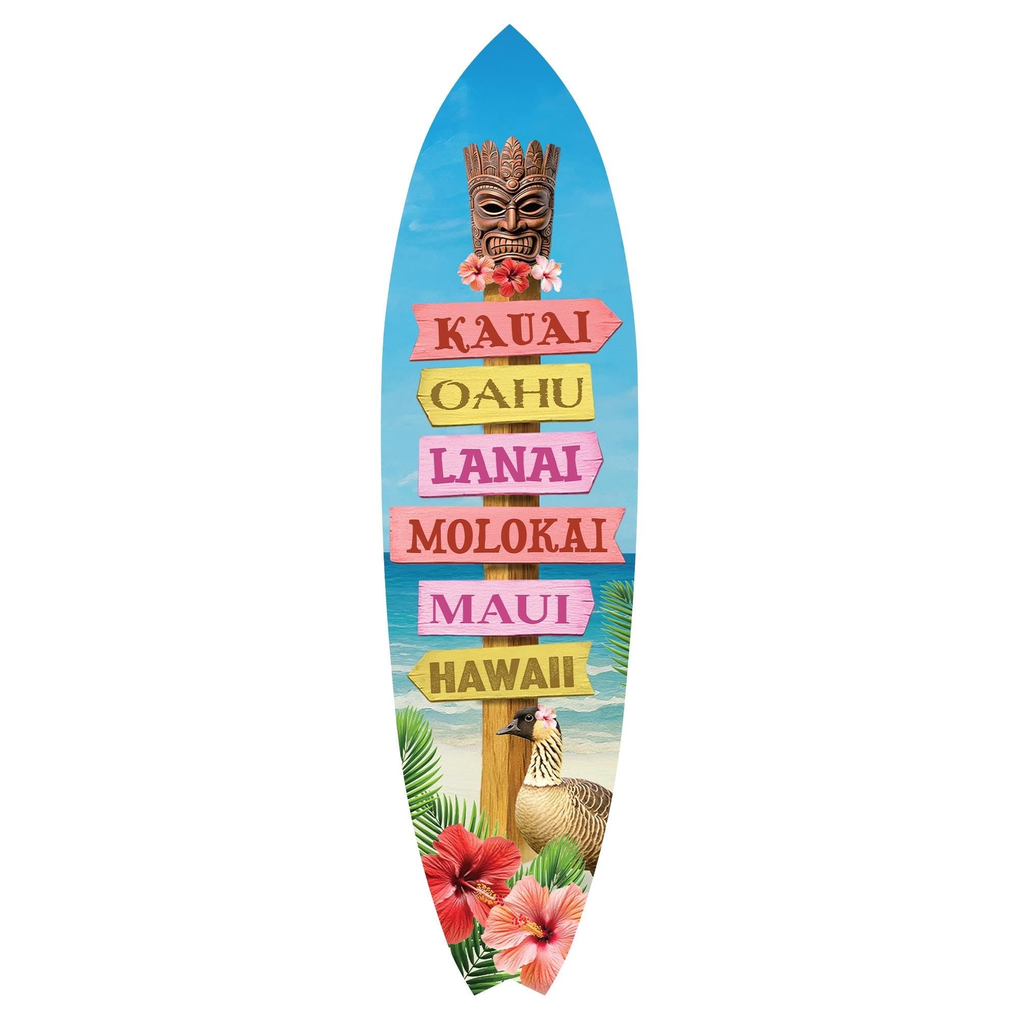 Hawaii Surfboard Sign: Indoor Outdoor Tropical Decor