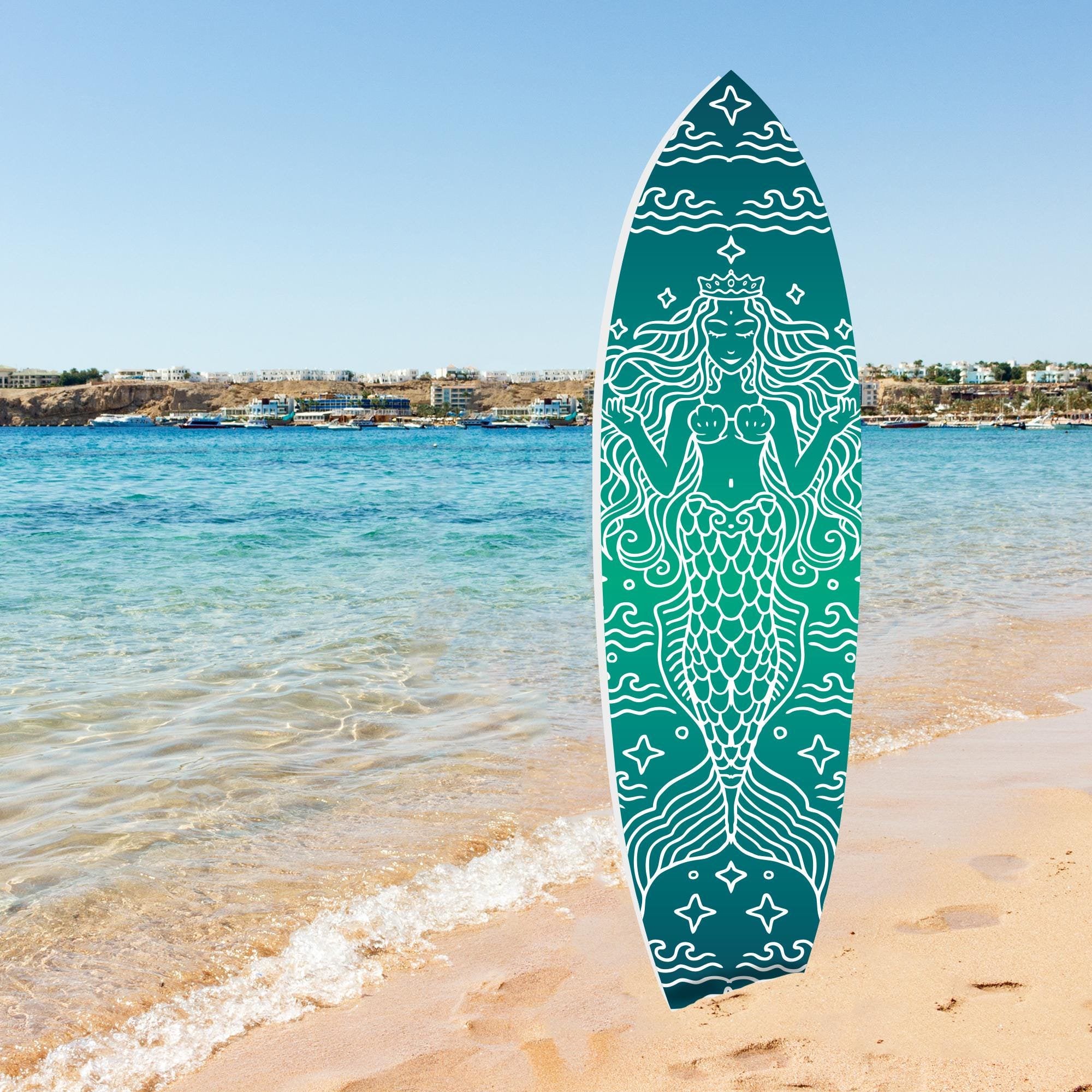 Outdoor Mermaid PVC Surfboard Wall Decor