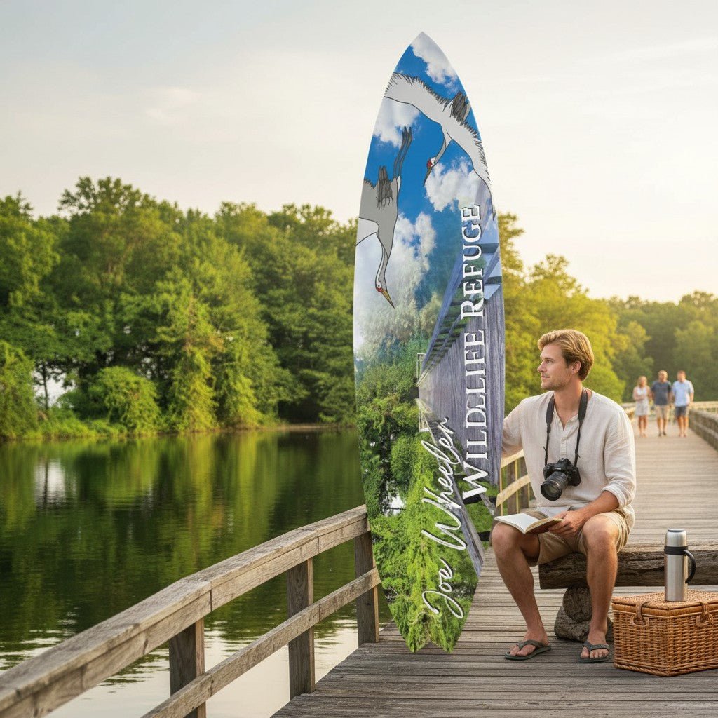 Joe Wheeler Wildlife Refuge Surfboard Wall Art, Tennessee PVC Sign, 1-5 FT