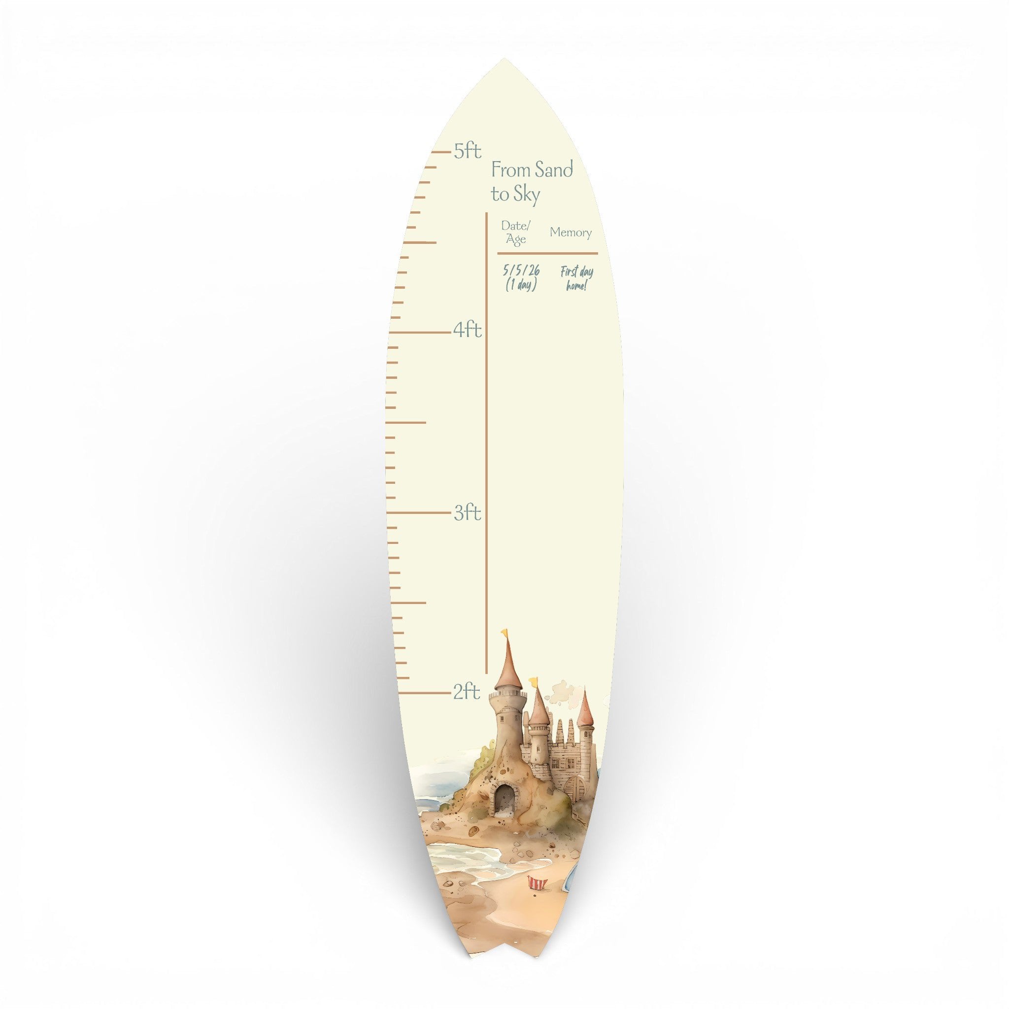 Surfboard Growth Chart, Sandcastle Theme