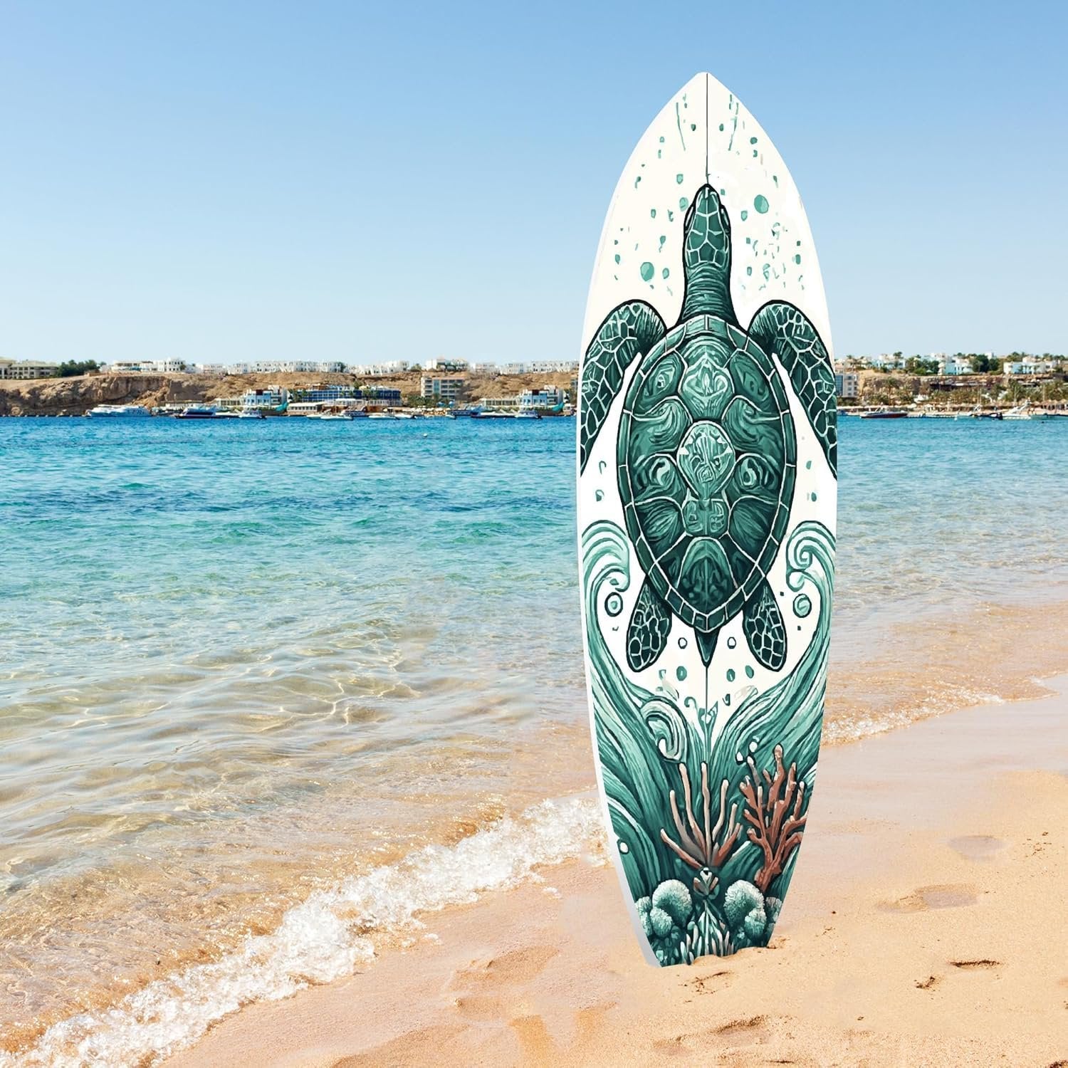 Decorative Turtle Surfboard Wall Art PVC, Weather Resistant