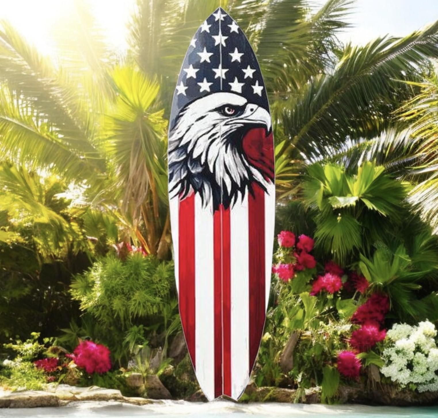 Outdoor Patriotic Americana Decorative Surfboard Sign