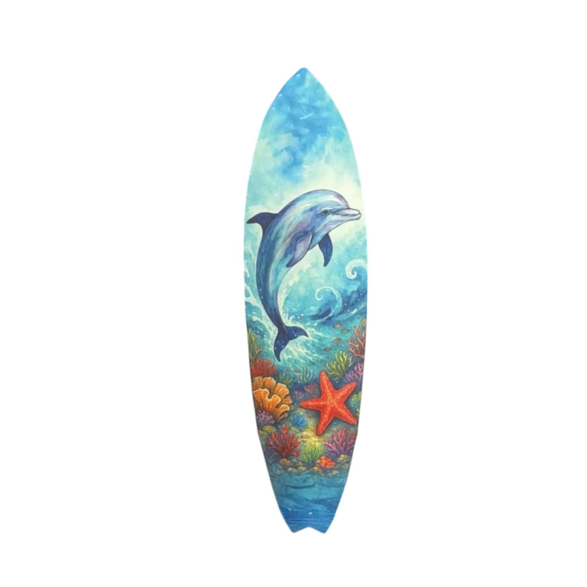 Dolphin Surfboard Decorative Beach House Wall Decor, Ocean Animal Wall Sign