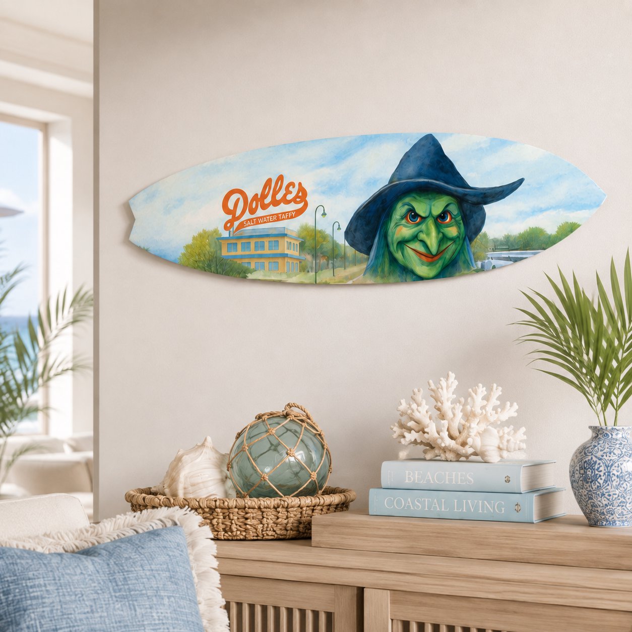 Sea Witch Festival Surfboard Sign, Rehoboth Beach Delaware, Dolles & Witch