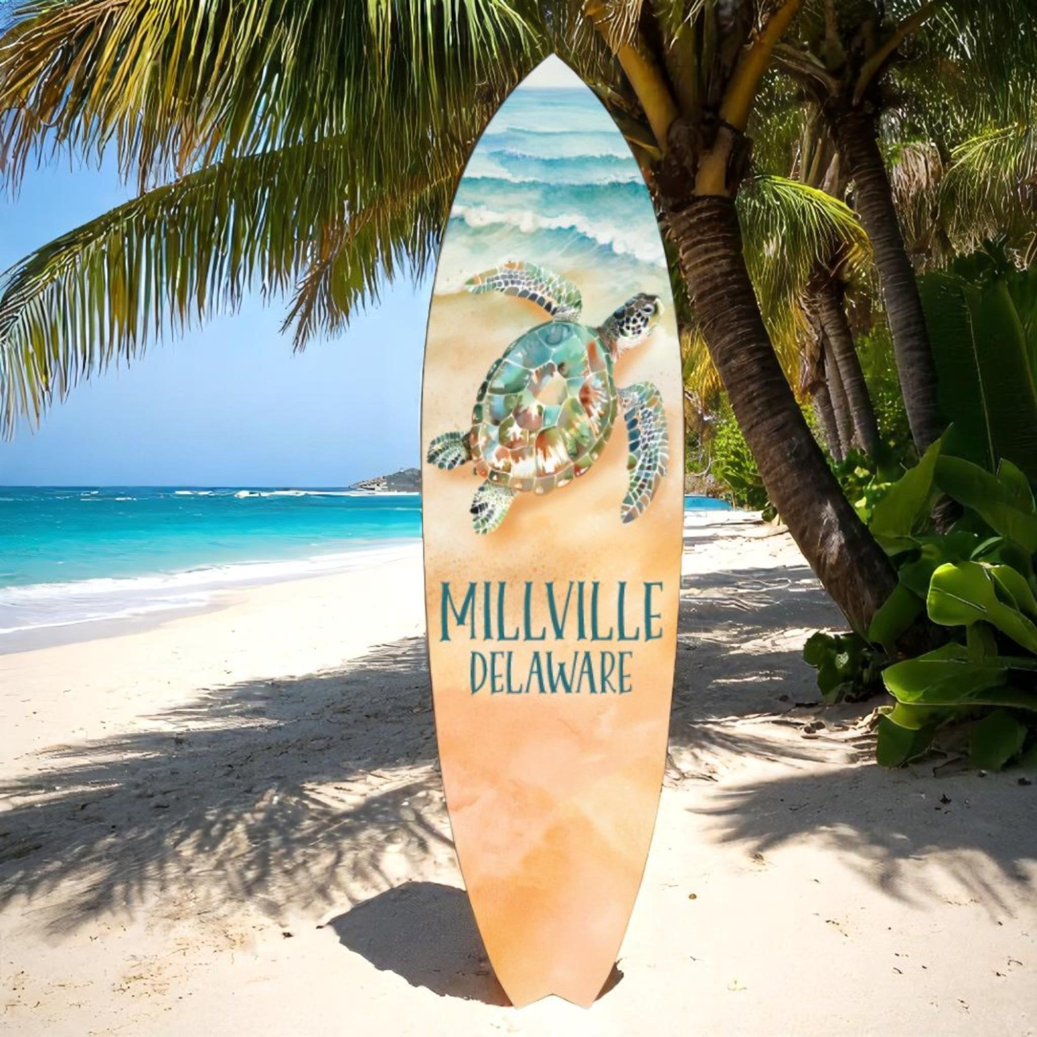 Millville Delaware Surfboard Wall Art: Nautical Beach House Decor