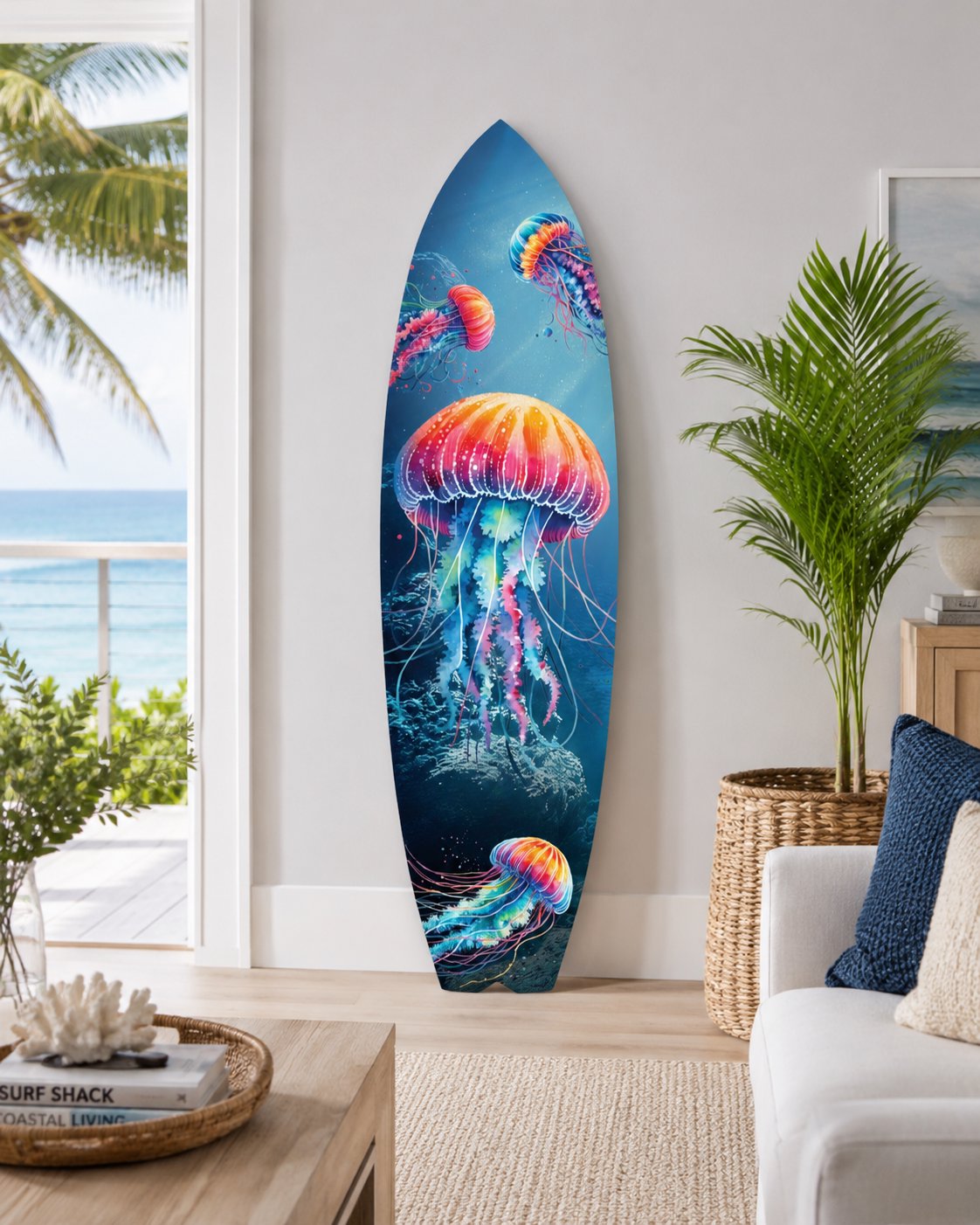 Jellyfish Surfboard Wall Art Indoor/Outdoor Oceans Weatherproof