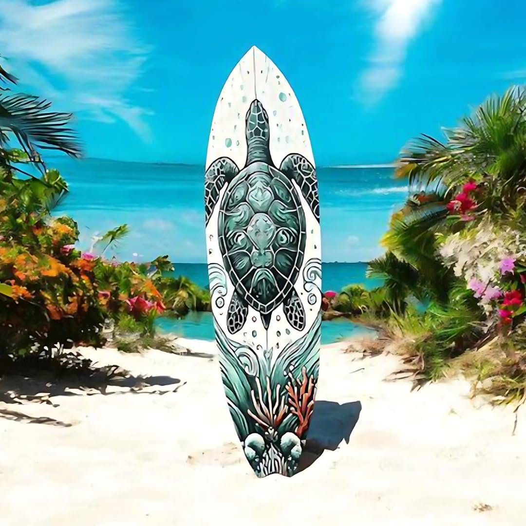 Decorative Turtle Surfboard Wall Art PVC, Weather Resistant
