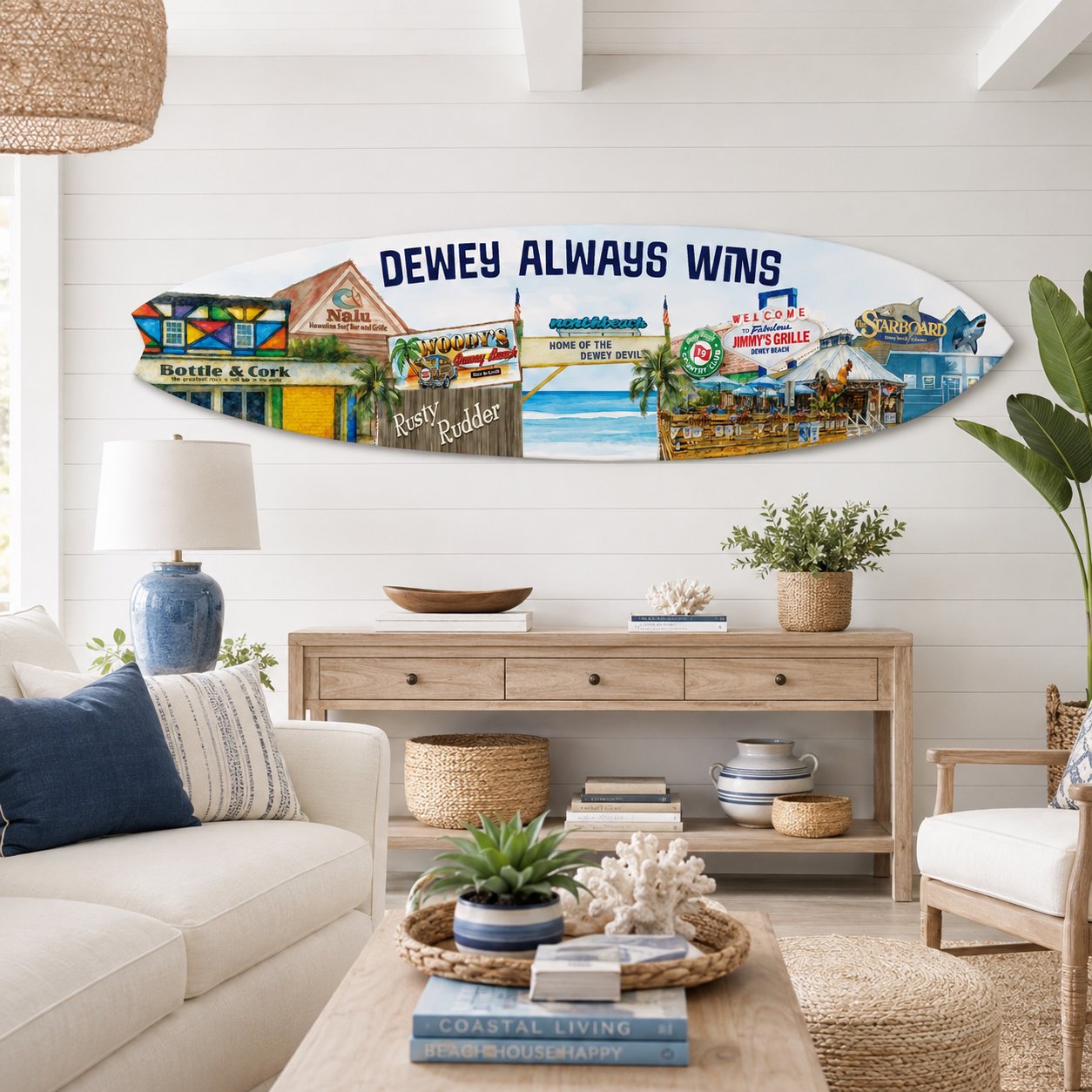 Dewey Beach Surfboard Sign - Dewey Always Wins