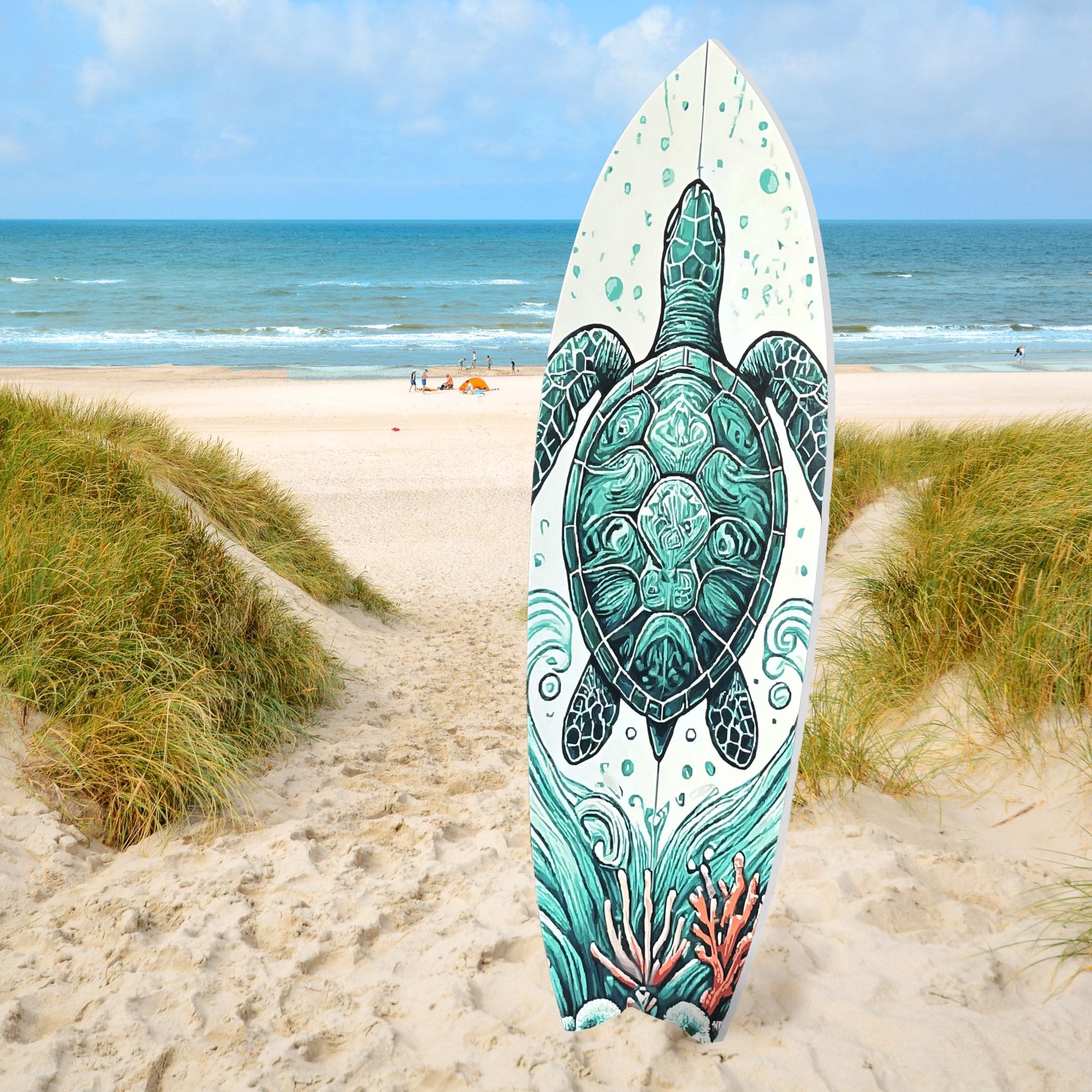 Decorative Turtle Surfboard Wall Art PVC, Weather Resistant