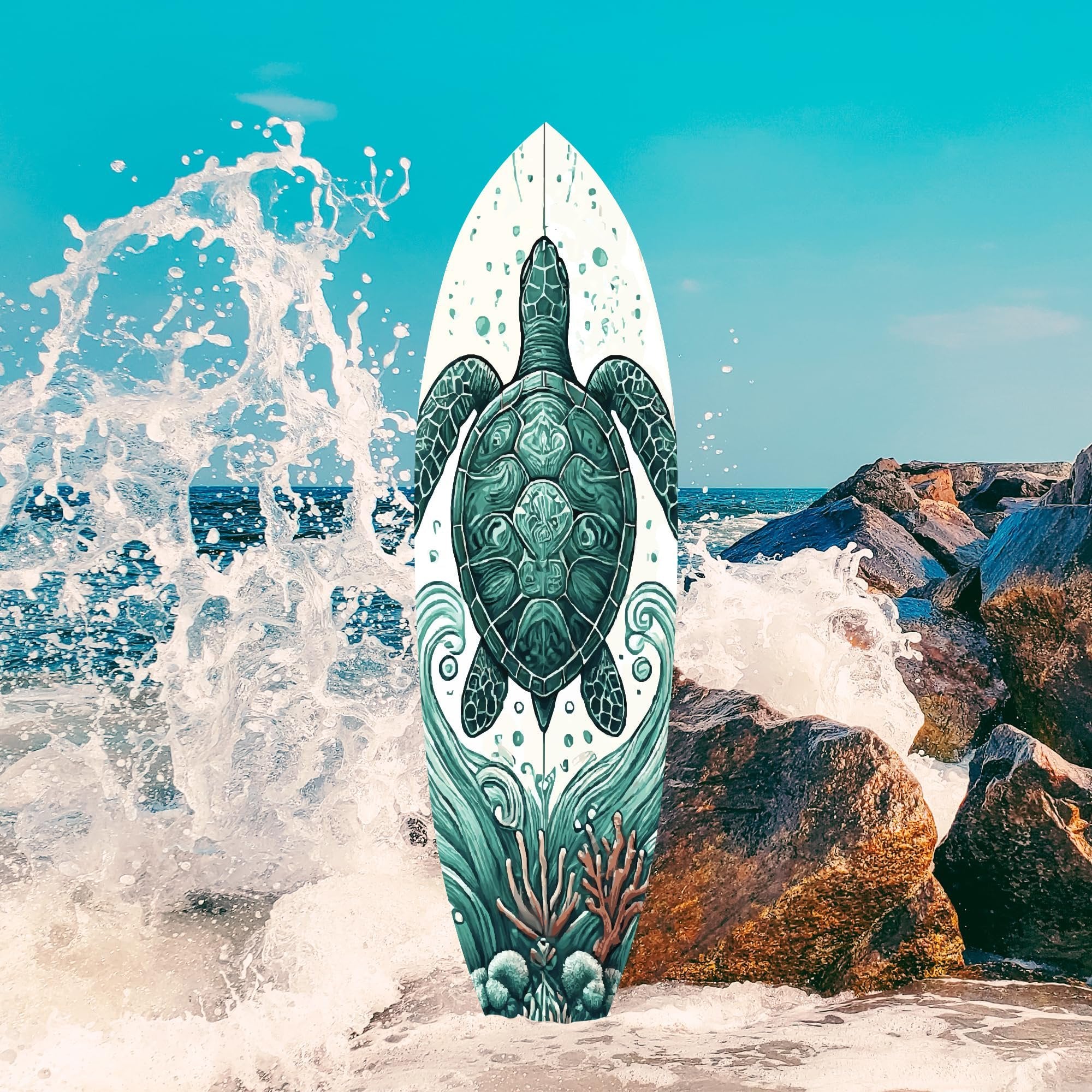 Decorative Turtle Surfboard Wall Art PVC, Weather Resistant