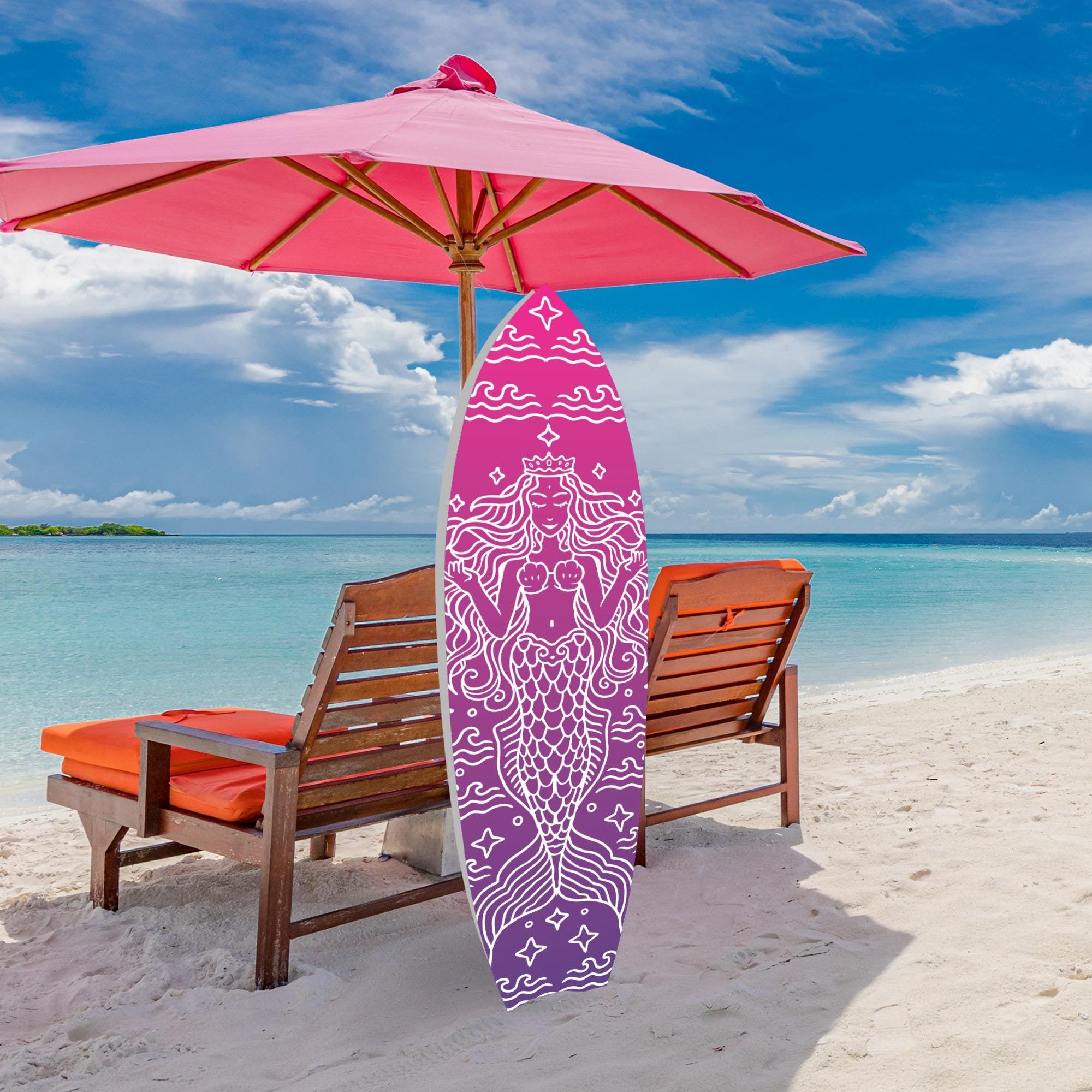 Outdoor Mermaid PVC Surfboard Wall Decor