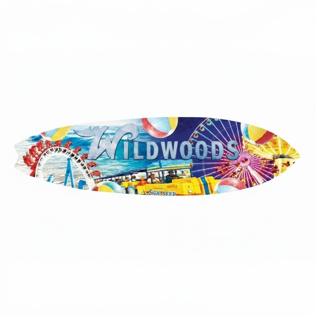 Wildwoods NJ Surfboard Wall Art, Boardwalk Beach Decor, PVC Sign, 1-5 FT