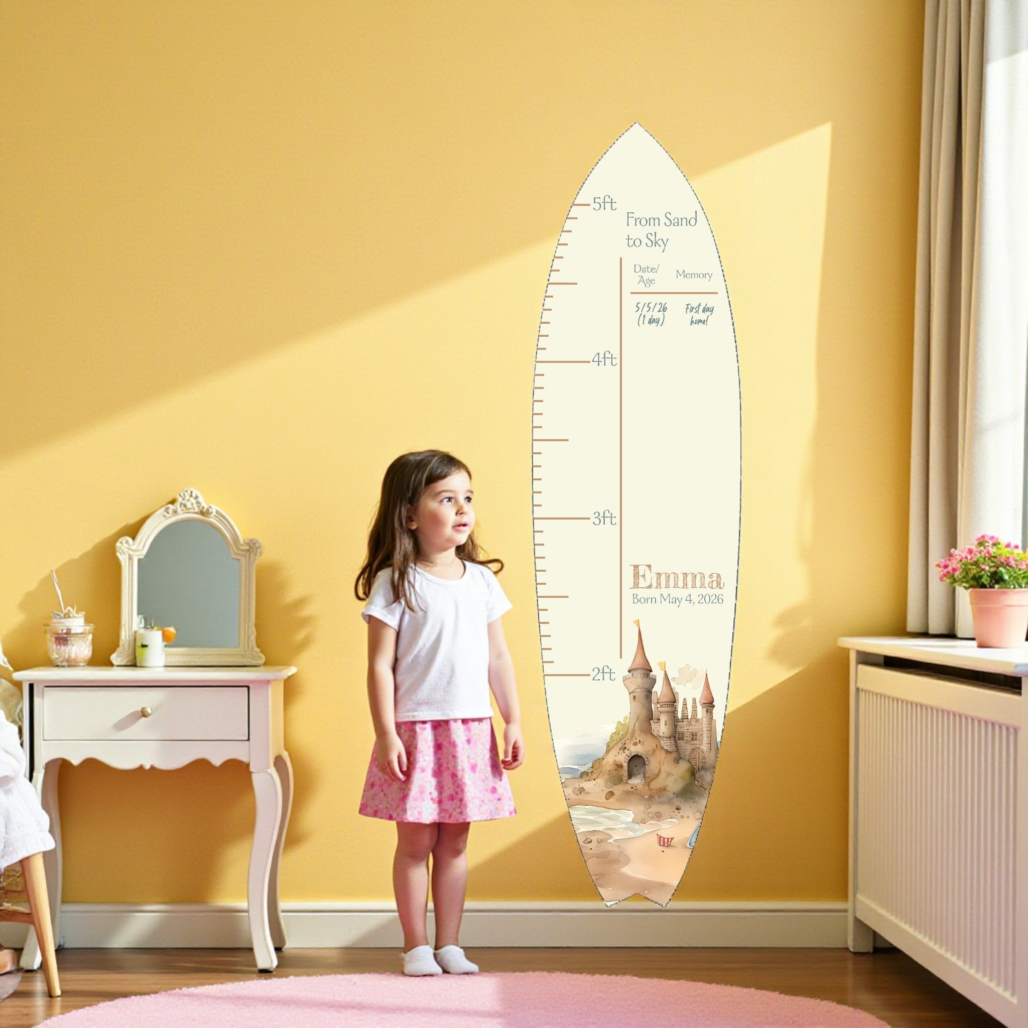 Surfboard Growth Chart, Sandcastle Theme