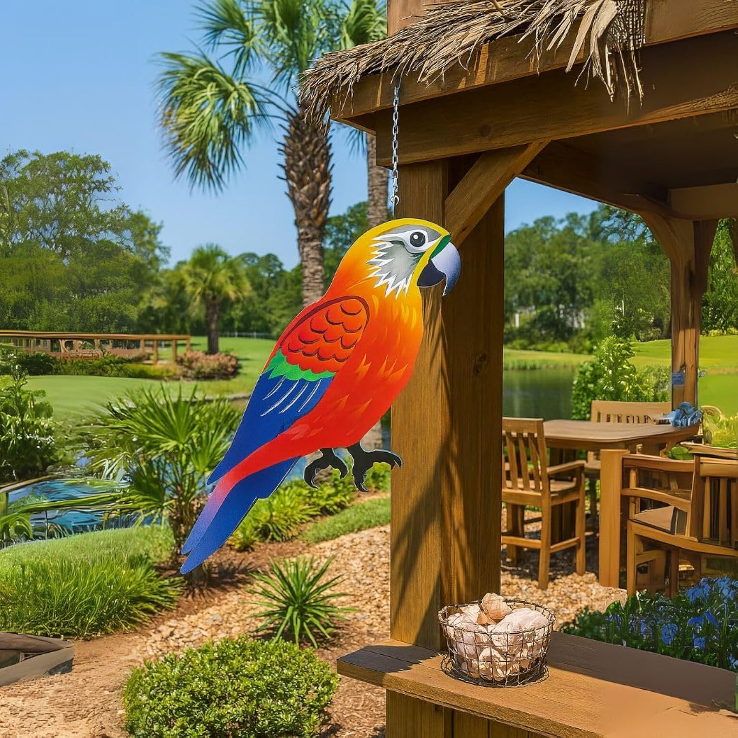 Parrot Wall Decor, Tropical Bird PVC Sign, Tiki Bar & Beach House, 28 Inch