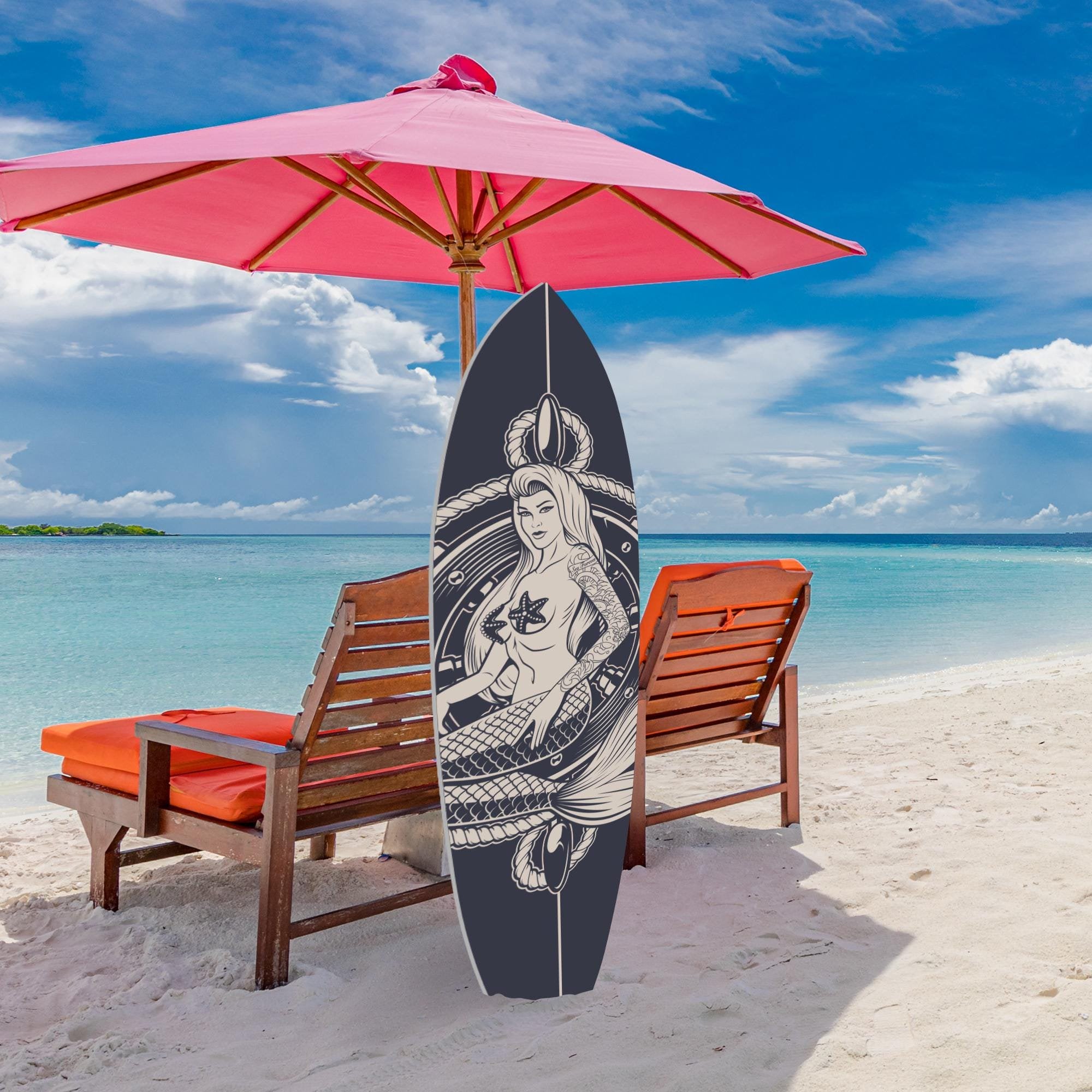 Outdoor Mermaid PVC Surfboard Wall Decor