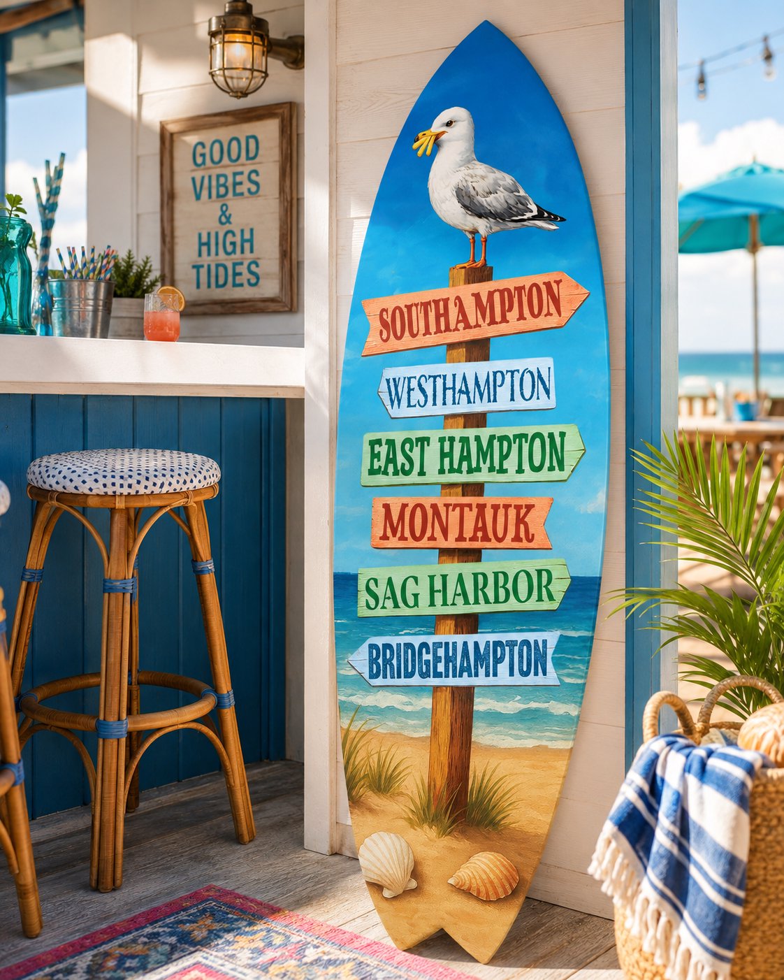 Montauk Surfboard Wall Sign Coastal Decor for Beach Houses