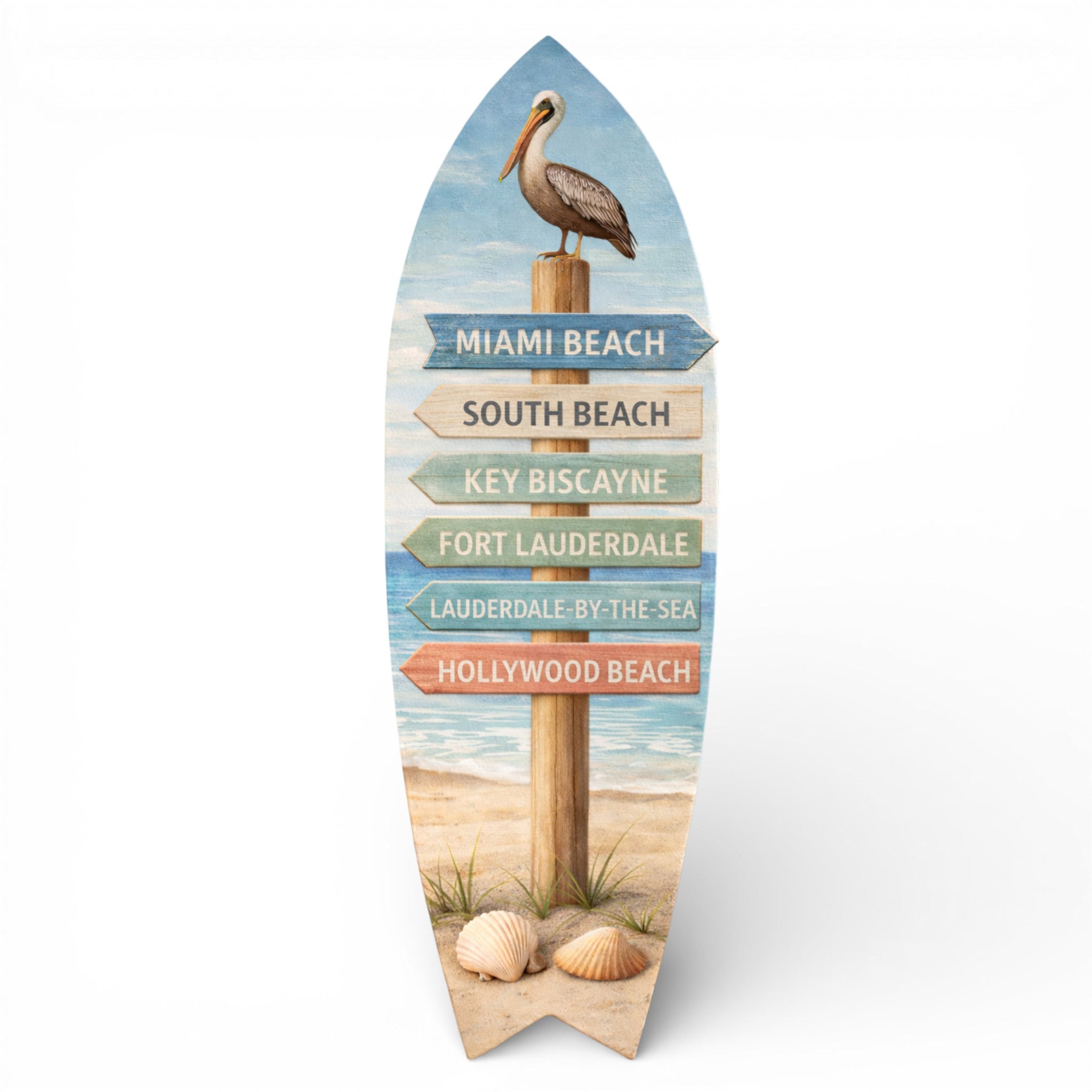 Florida and Miami Beach Surfboard Sign – South Beach, Key Biscayne, Fort Lauderdale, Lauderdale-By-The-Sea and Hollywood Beach